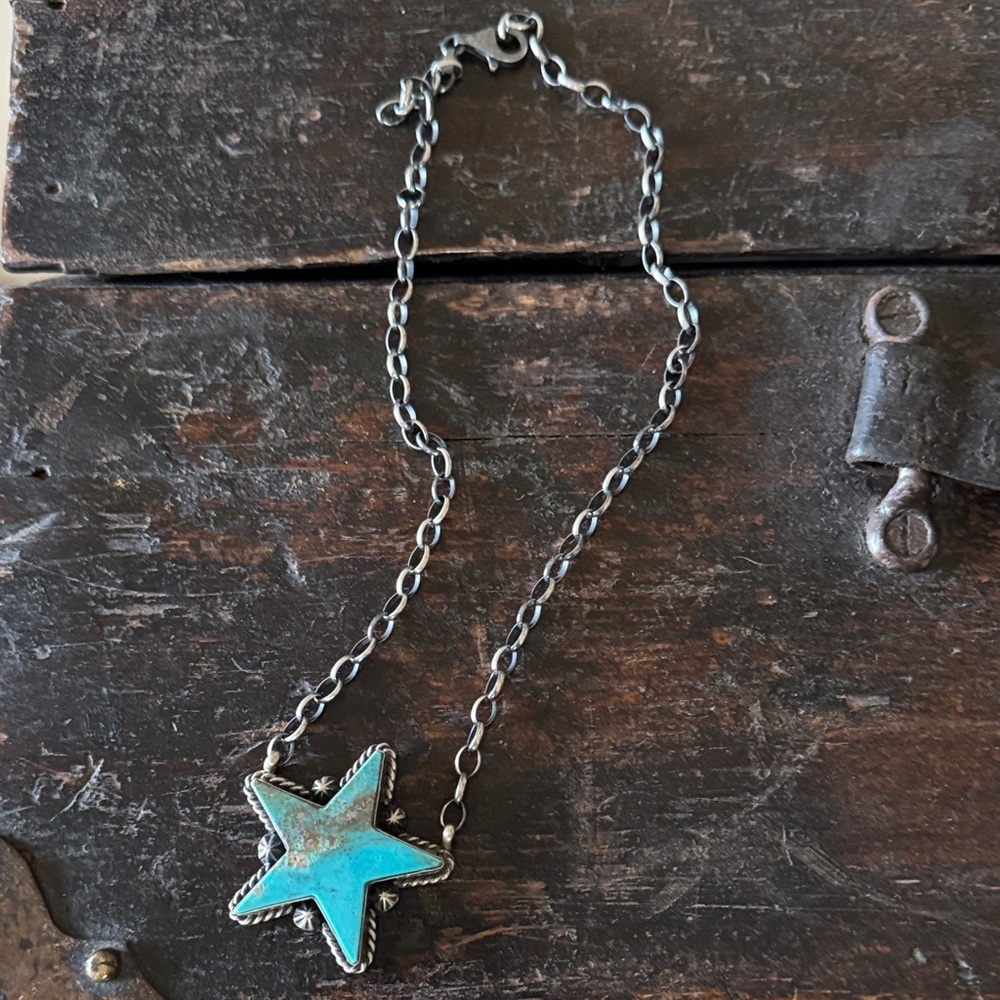 Donovan Skeets native made Sterling/Kingman Star necklace